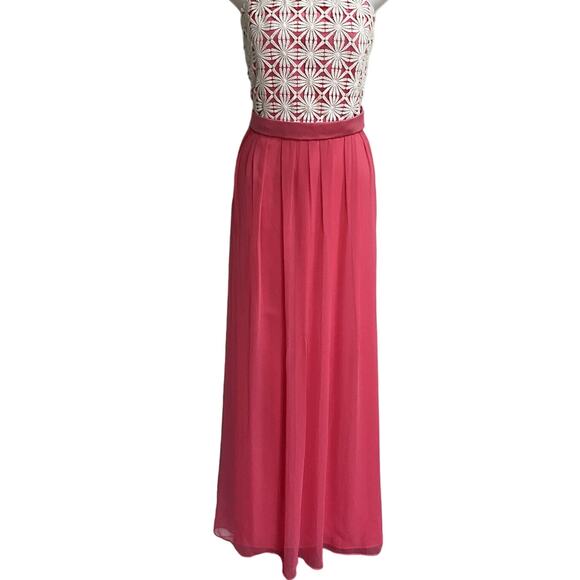 NWT~ Lela Rose Pink‎ Chiffon Strapless Maxi Dress Gown Style LR204~ US 14 - Picture 1 of 8
